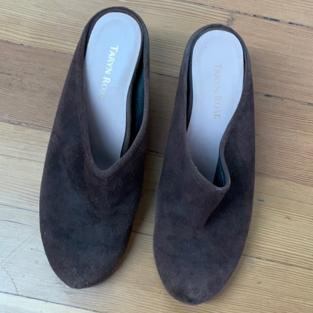 Taryn Rose Suede Clog Slides Sz 9